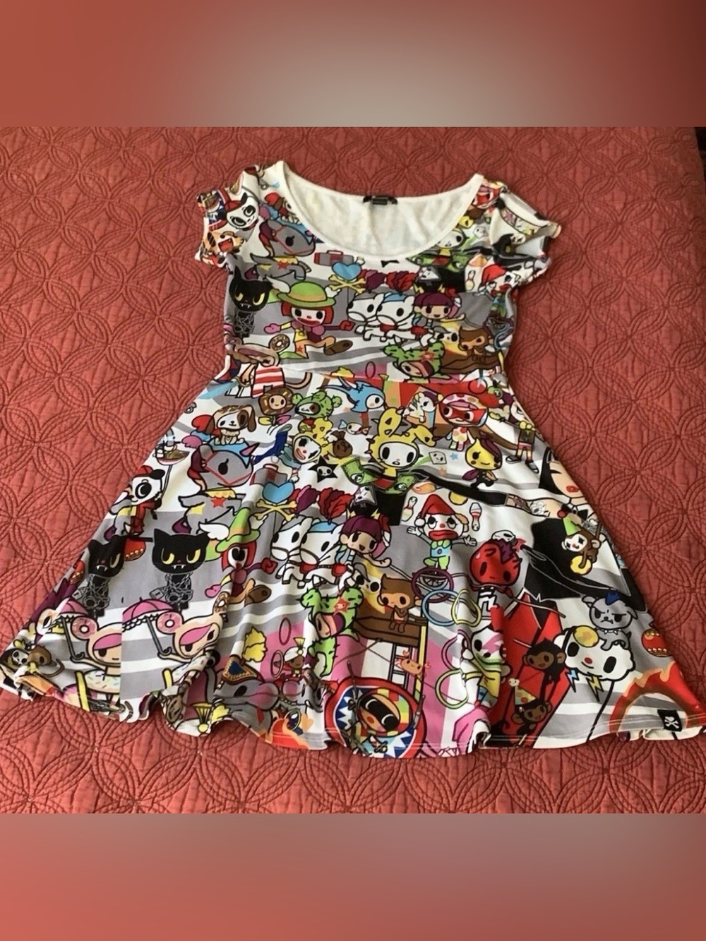 Tokidoki Rare Vintage Circus Print Dress, Size SMALL Made In USA AOP